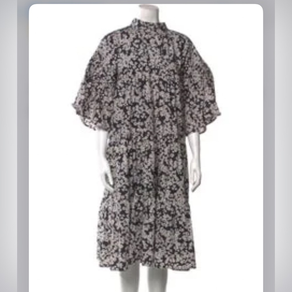 Chic Floral Midi Dress in Black and White